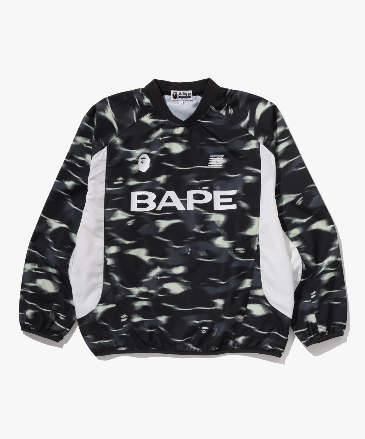 베이프(BAPE) 스크린 카모 풋볼 로고 릴렉스드 핏 크루넥 스웨트셔츠(M) BLACK