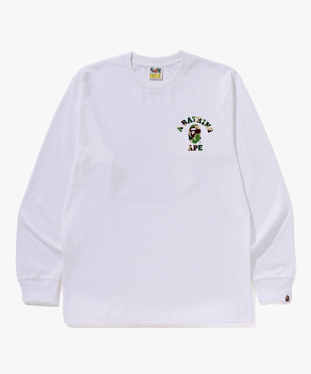 베이프(BAPE) ABC 카모 콜리지 ATS 롱슬리브 티셔츠(M) WHITE/GREEN