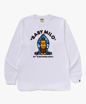 ABC 카모 마일로 후드 롱슬리브 티셔츠(M) WHITE/BLUE