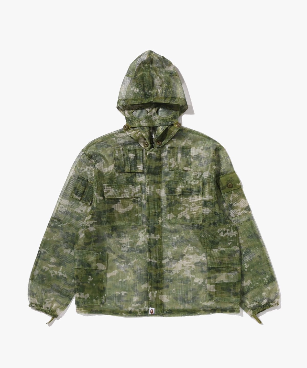 베이프(BAPE) 멀티 픽셀 카모 마스크 후디드 셔츠 자켓(M) GREEN