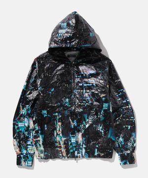 오버롤 프린트 크리즈 후디드 자켓(M) BLACK