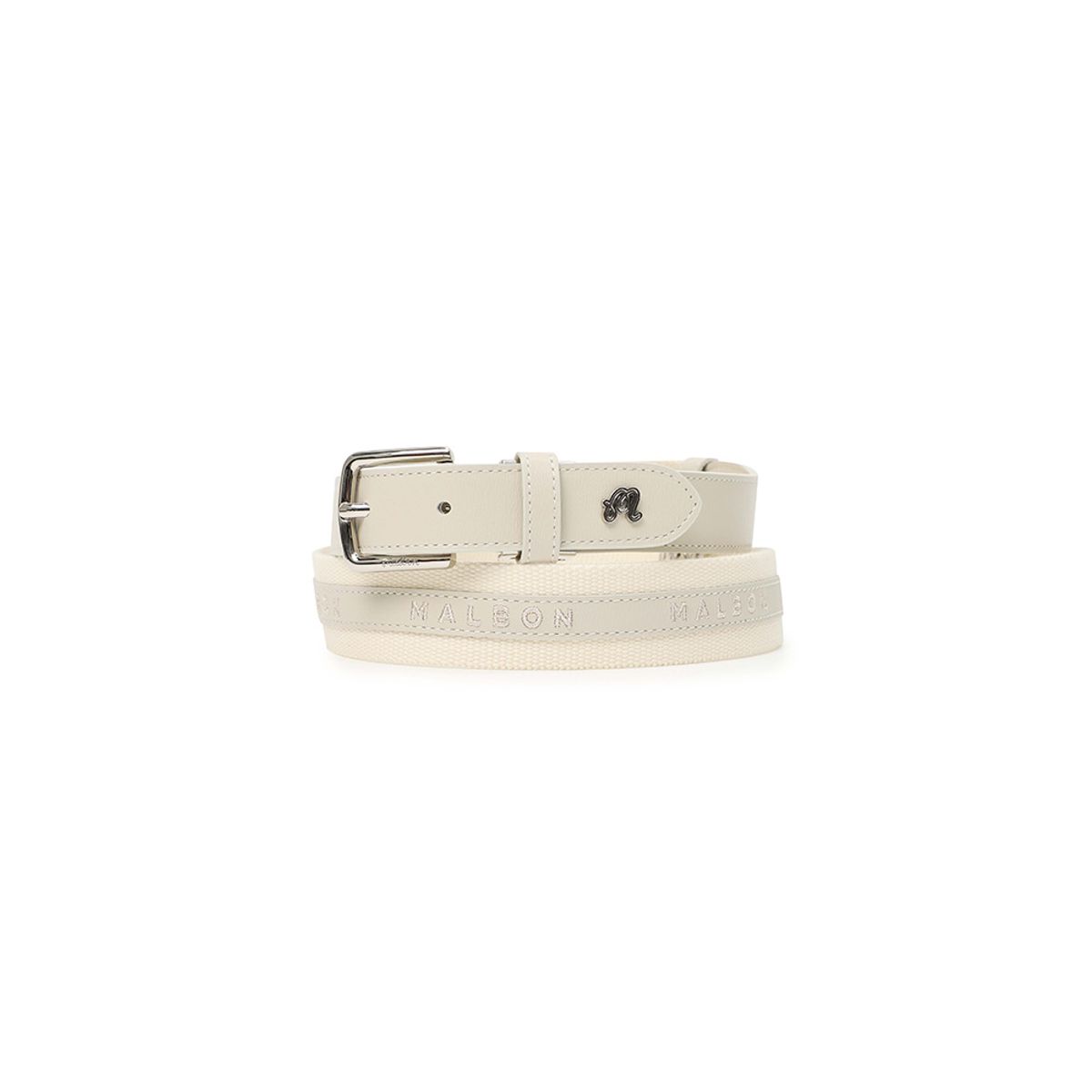 말본 골프(MALBON GOLF) 여자 로고 포인트 웨빙 벨트 BEIGE (WOMAN)