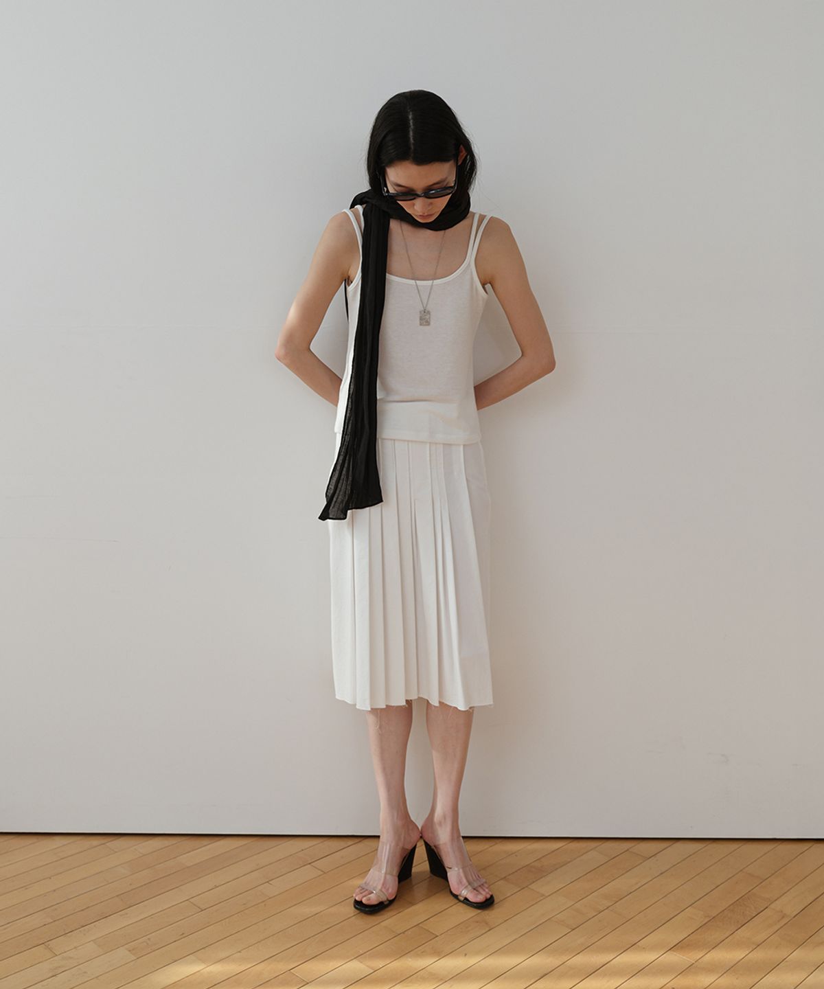 로우타이드(LOW TIDE) COTTON PLEATS SKIRT [WHITE]