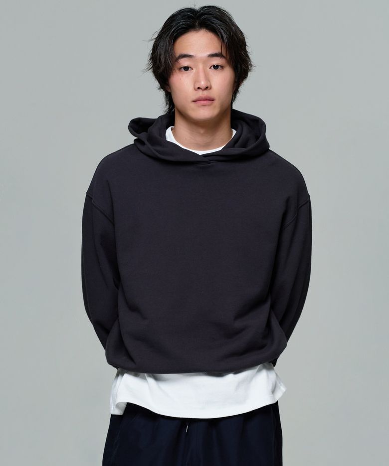 UNISEX CROPPED STRING HOODIE - FADED BLACK