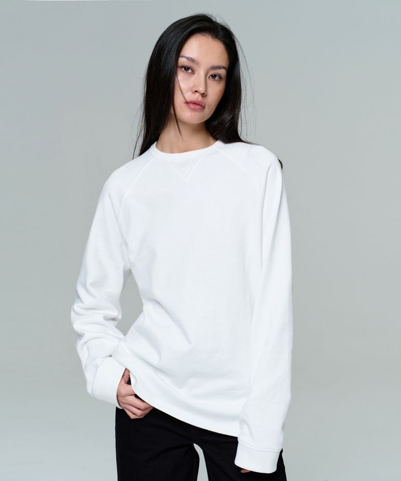 UNISEX GARMENT DYED RAGLAN LS T - WHITE