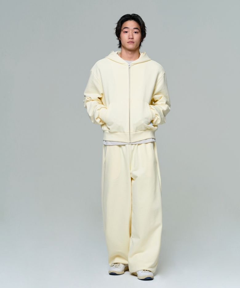 UNISEX ERA WIDE JOGGER SWEATPANTS - LEMON CREAM