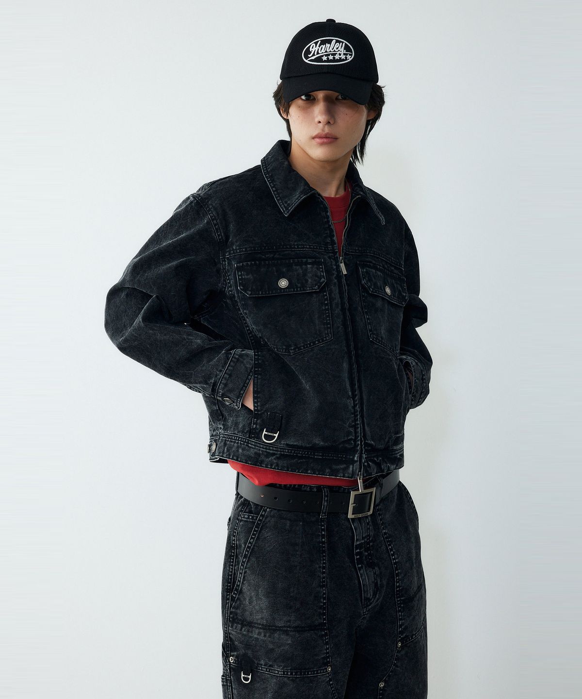 할리데이비슨 컬렉션스®(HARLEY-DAVIDSON COLLECTIONS®) [BV] 헤리티지 워싱 데님 셋업 트러커 자켓 블랙_HH16103003
