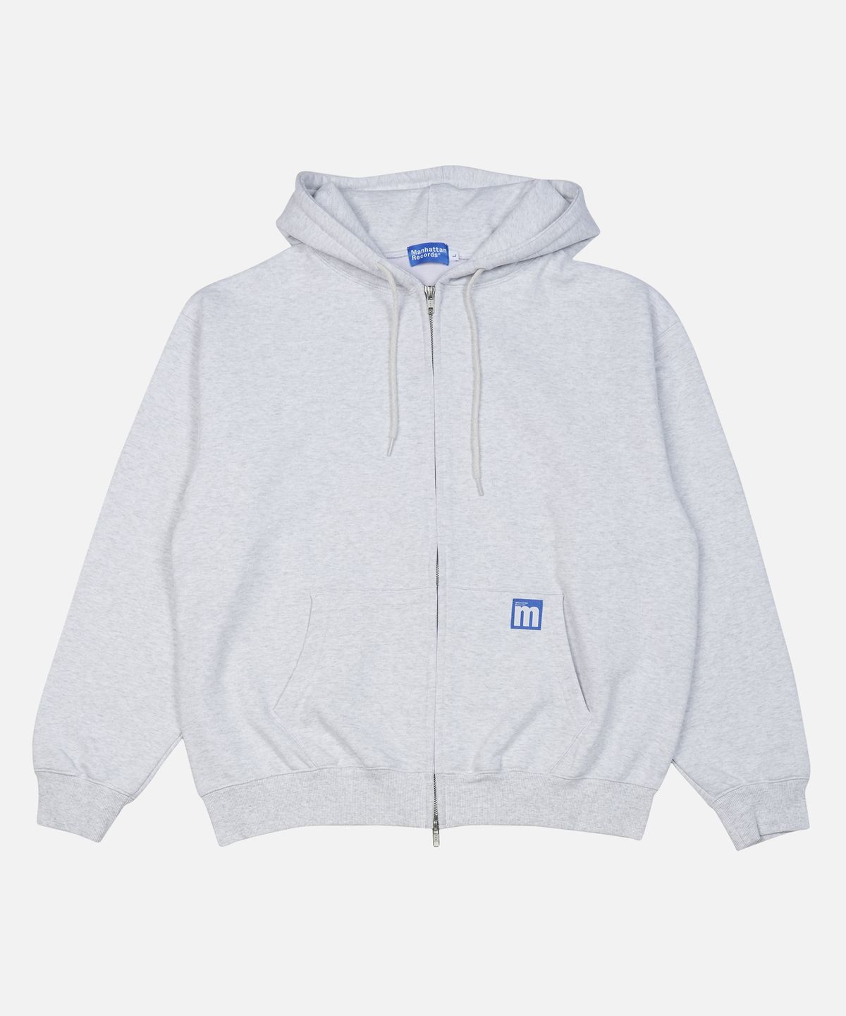 맨하탄레코즈(MANHATTAN RECORDS) MR Line Logo Zip Up Hoodie - Light Grey