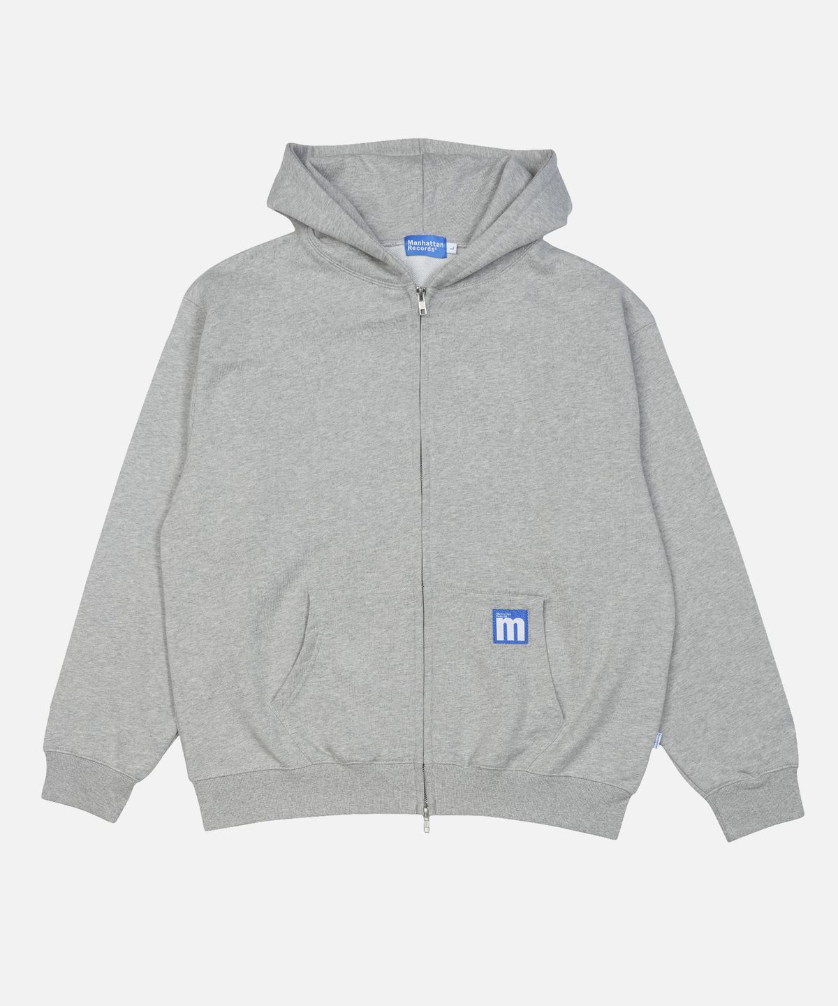 맨하탄레코즈(MANHATTAN RECORDS) MR Line Logo Zip Up Hoodie - Grey