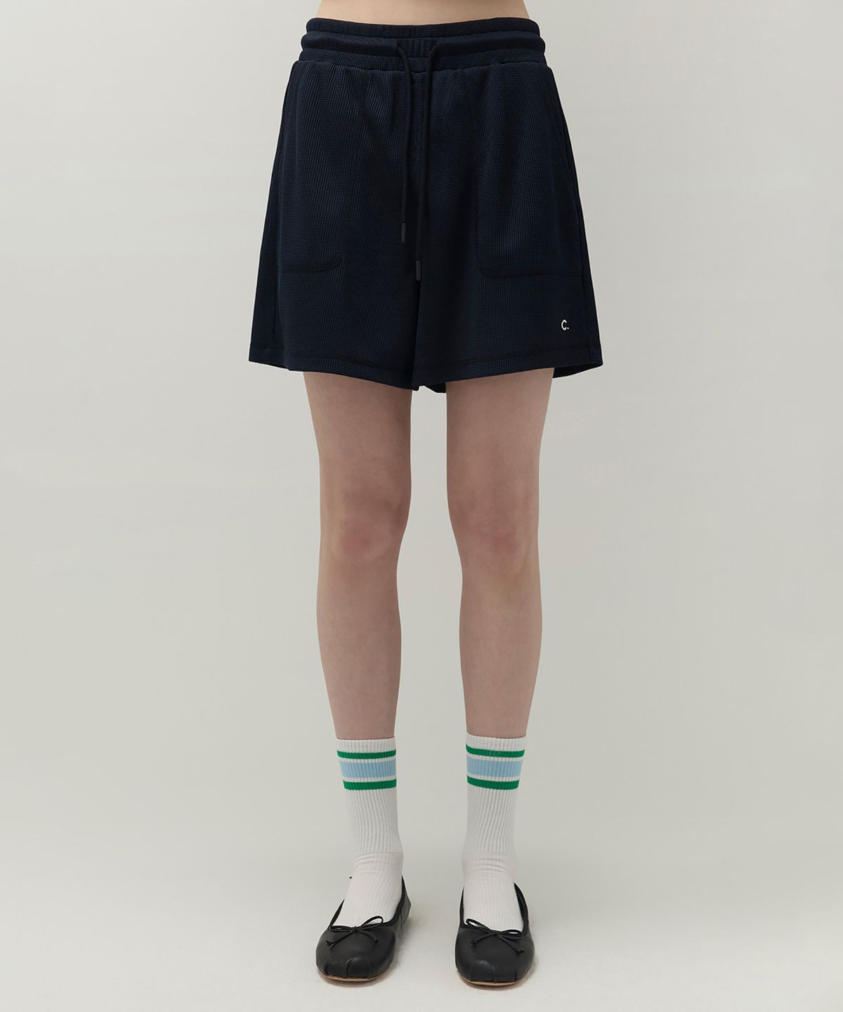 클로브(CLOVE) [26SS clove] Waffle Banding Shorts (Navy)