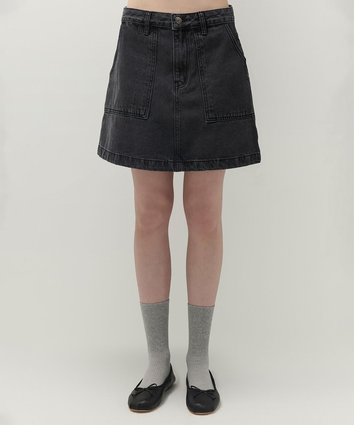 클로브(CLOVE) [26SS clove] Denim Pocket Skirt (Black)
