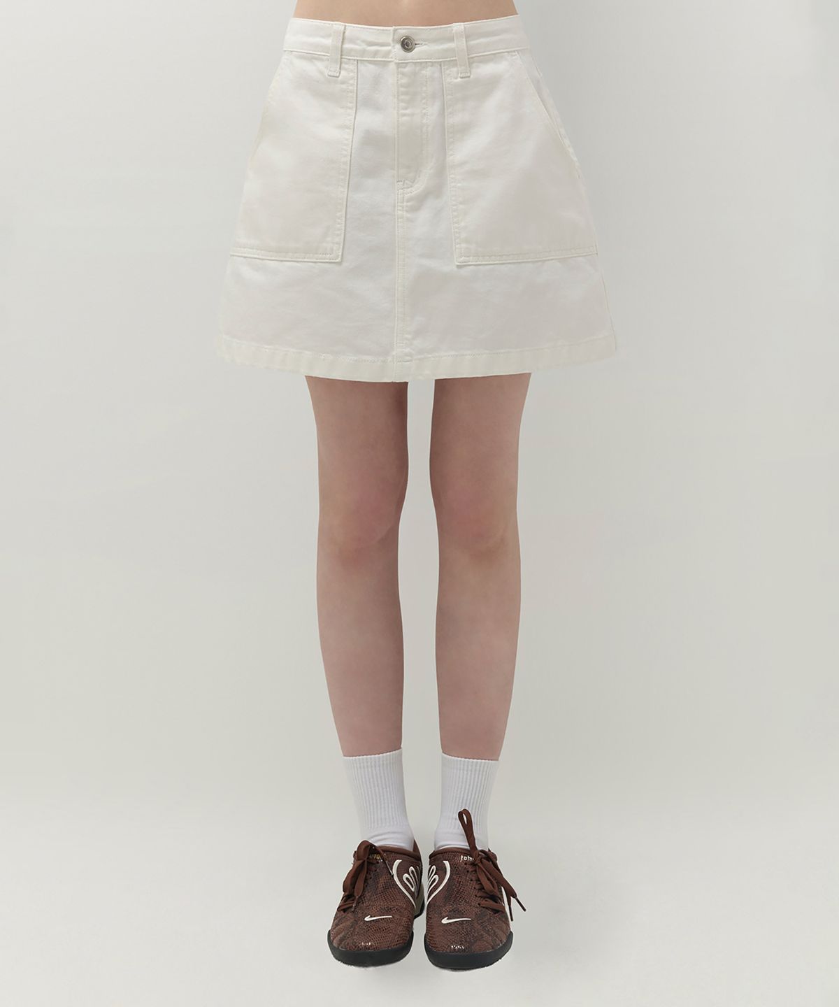 클로브(CLOVE) [26SS clove] Denim Pocket Skirt (White)