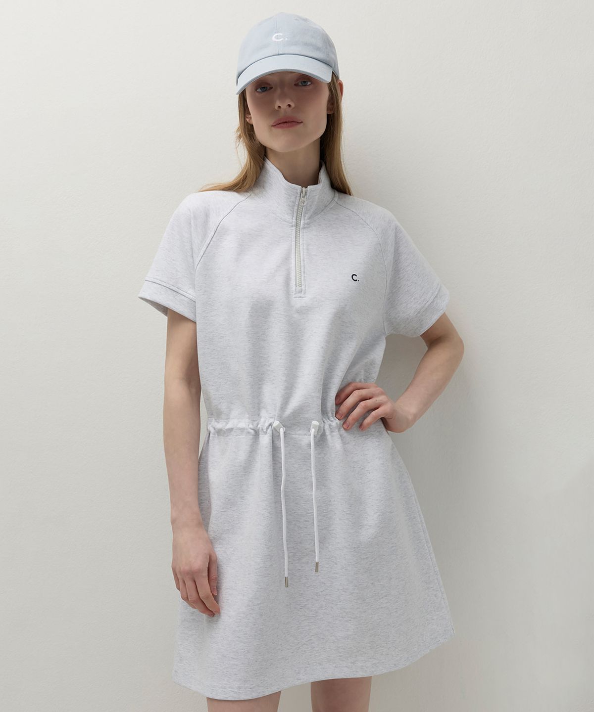 클로브(CLOVE) [26SS clove] Essential Half-Zip Dress (Light Grey)