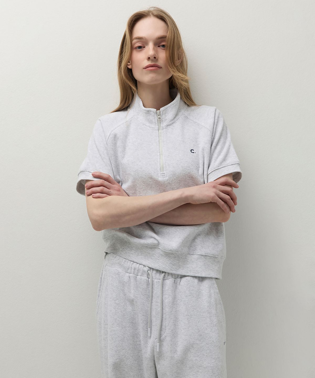 클로브(CLOVE) [26SS clove] Terry Half-Zip T-Shirt (Light Grey)