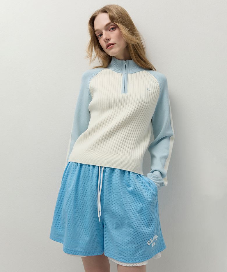 [26SS clove] Sporty Half-Zip Knit (Sky Blue)