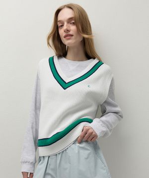 [26SS clove] Cricket Knit Vest (Ivory)