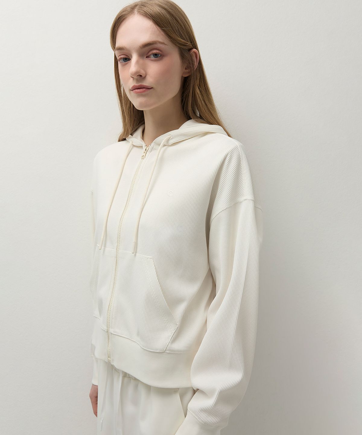 클로브(CLOVE) [26SS clove] Waffle Hoody Zip-up (Cream)