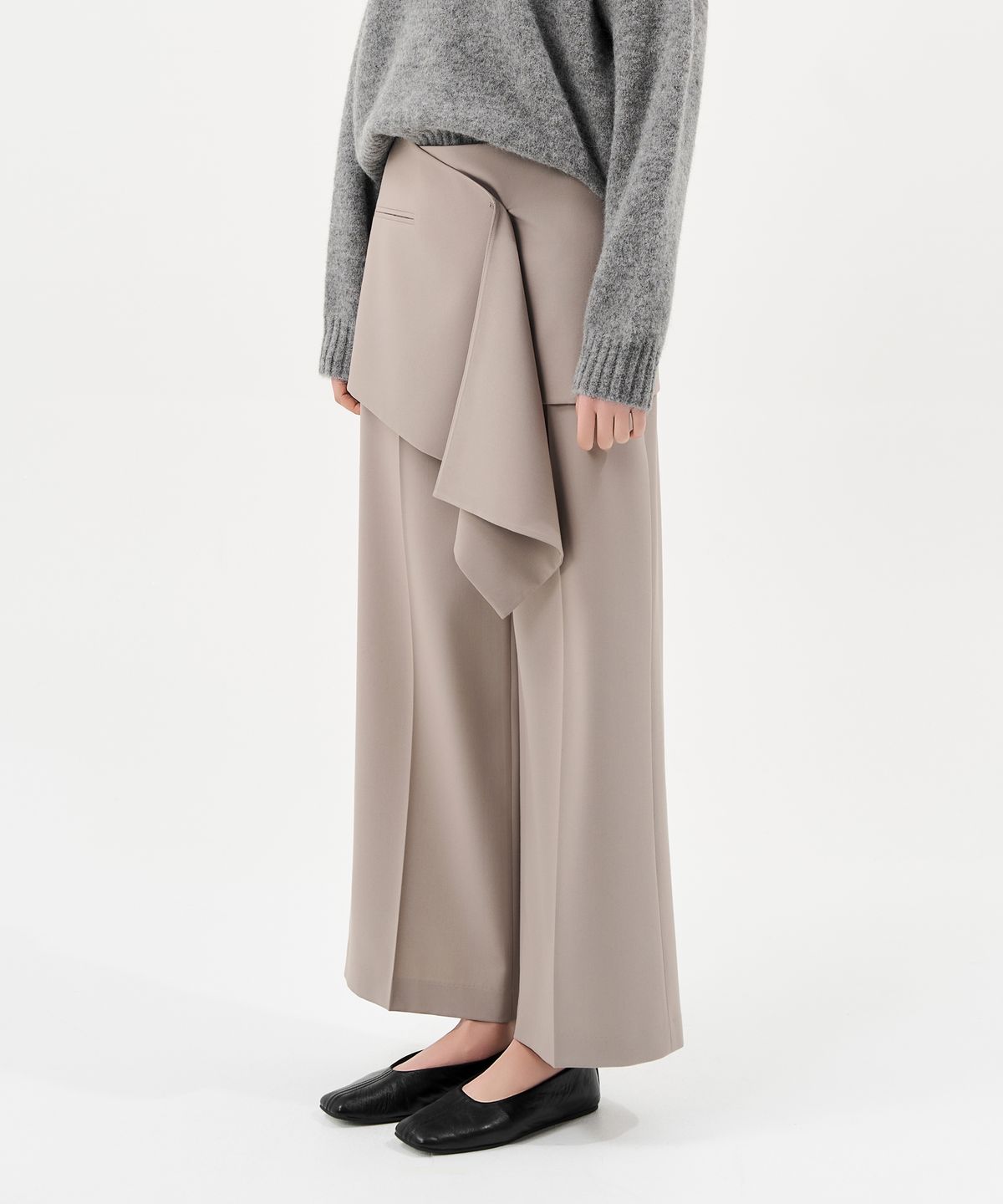 라넌큘러스(RANUNCULUS) 레이어드 랩스커트 팬츠 세트_ASH BEIGE