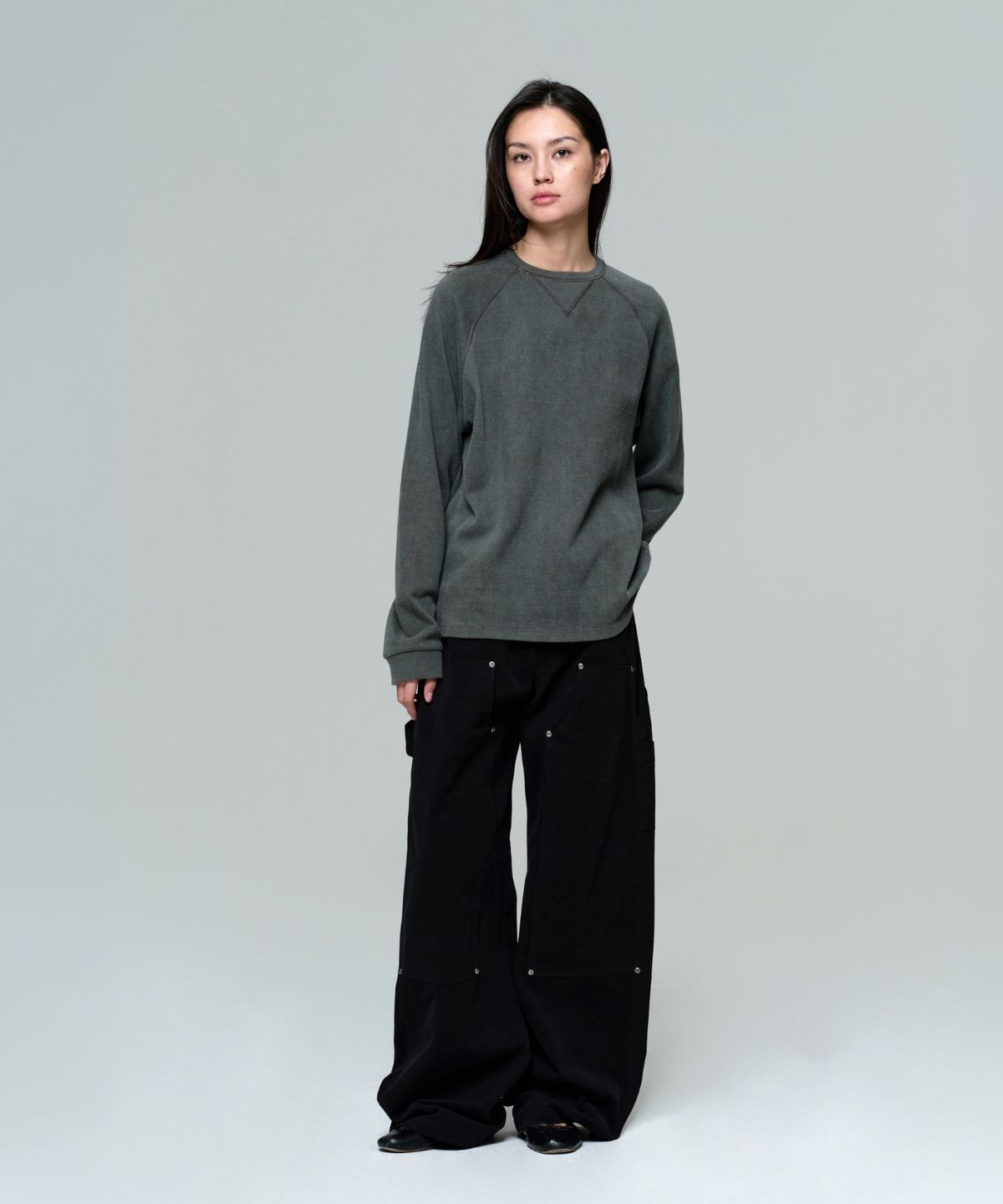 이알에이(ERA) WOMEN WIDE CARPENTER PANTS - VINTAGE BLACK