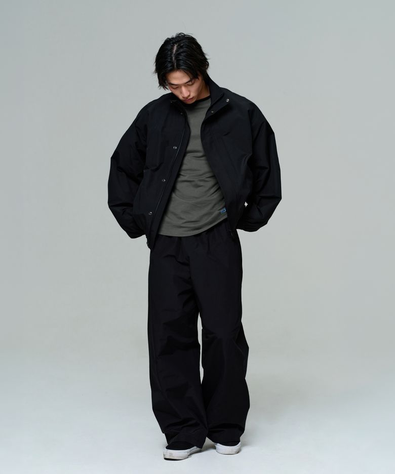 MEN WIDE TRACK PANTS - BLACK