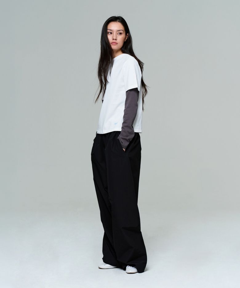 WOMEN WIDE TRACK PANTS - BLACK