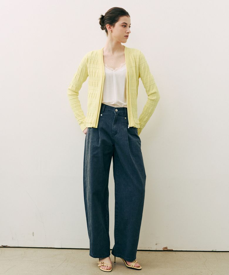 린넨블렌디드 피그먼트 배럴데님 네이비 long (+7cm)
