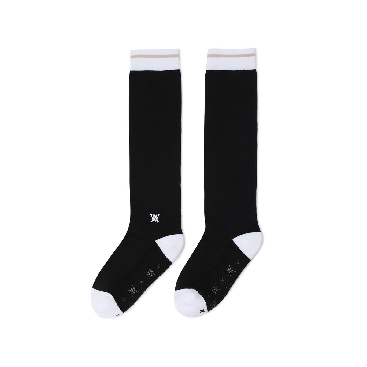 어뉴골프(ANEW GOLF) WOMEN COLOR STRIPE KNEE SOCKS_BK