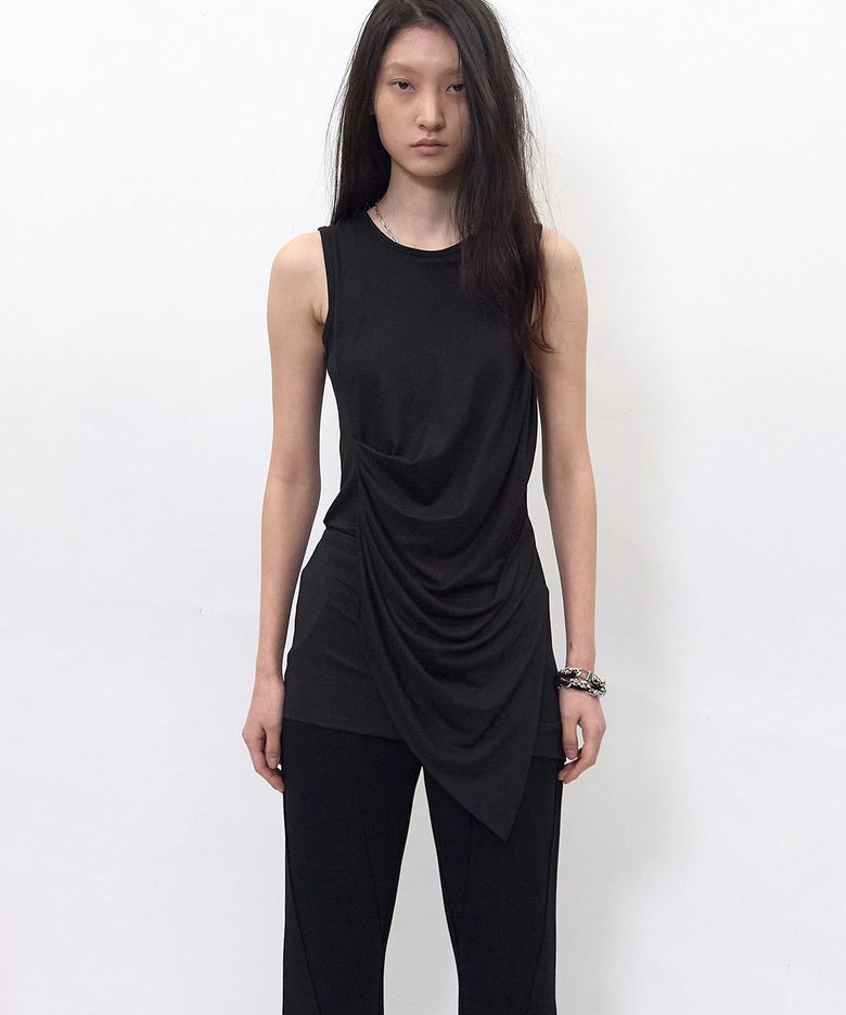 Soft Draping Sleeveless Black