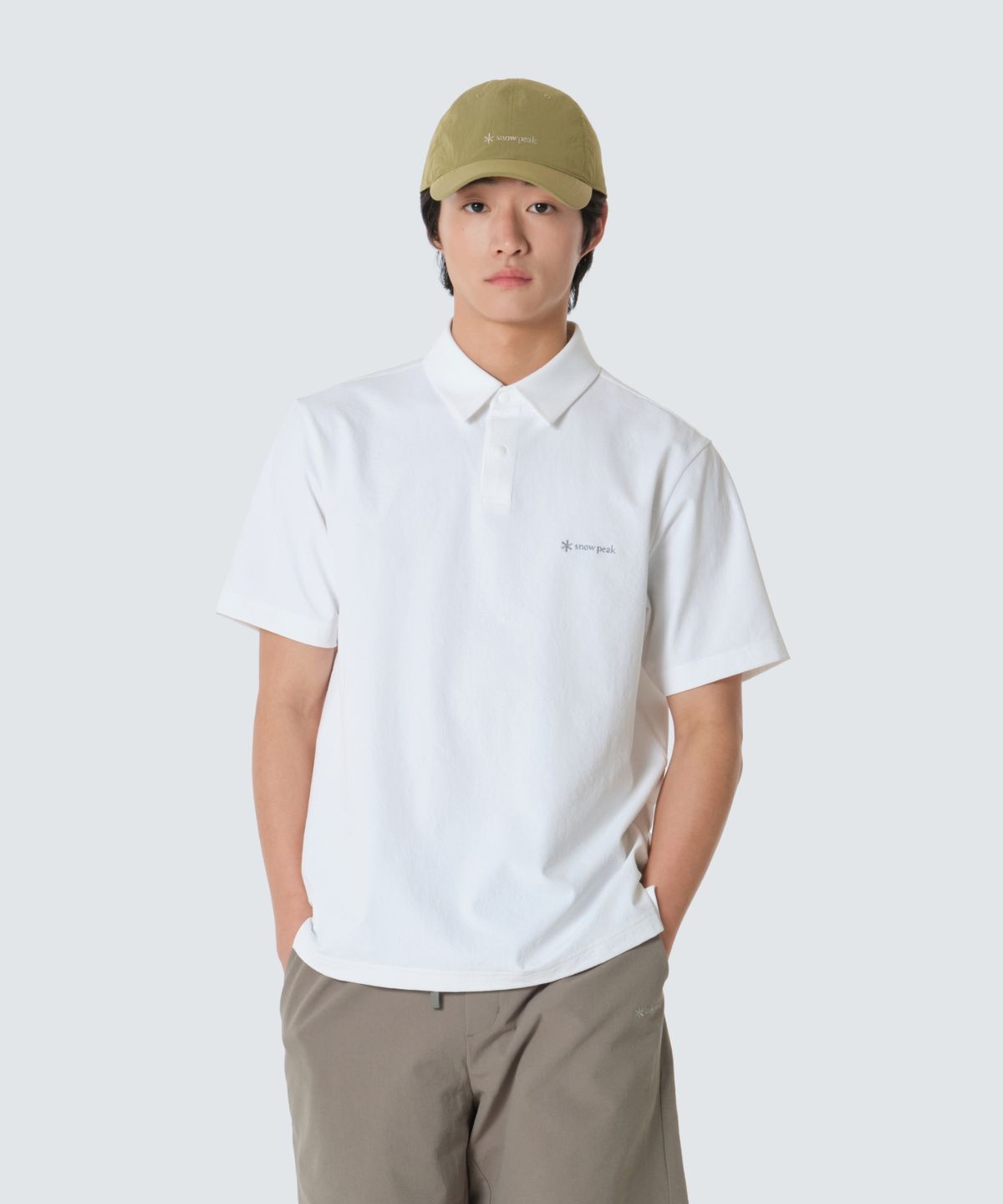 스노우피크 어패럴(SNOWPEAK APPAREL) 클래식 우븐 반팔 폴로 티셔츠 (S26MMTPS16) White