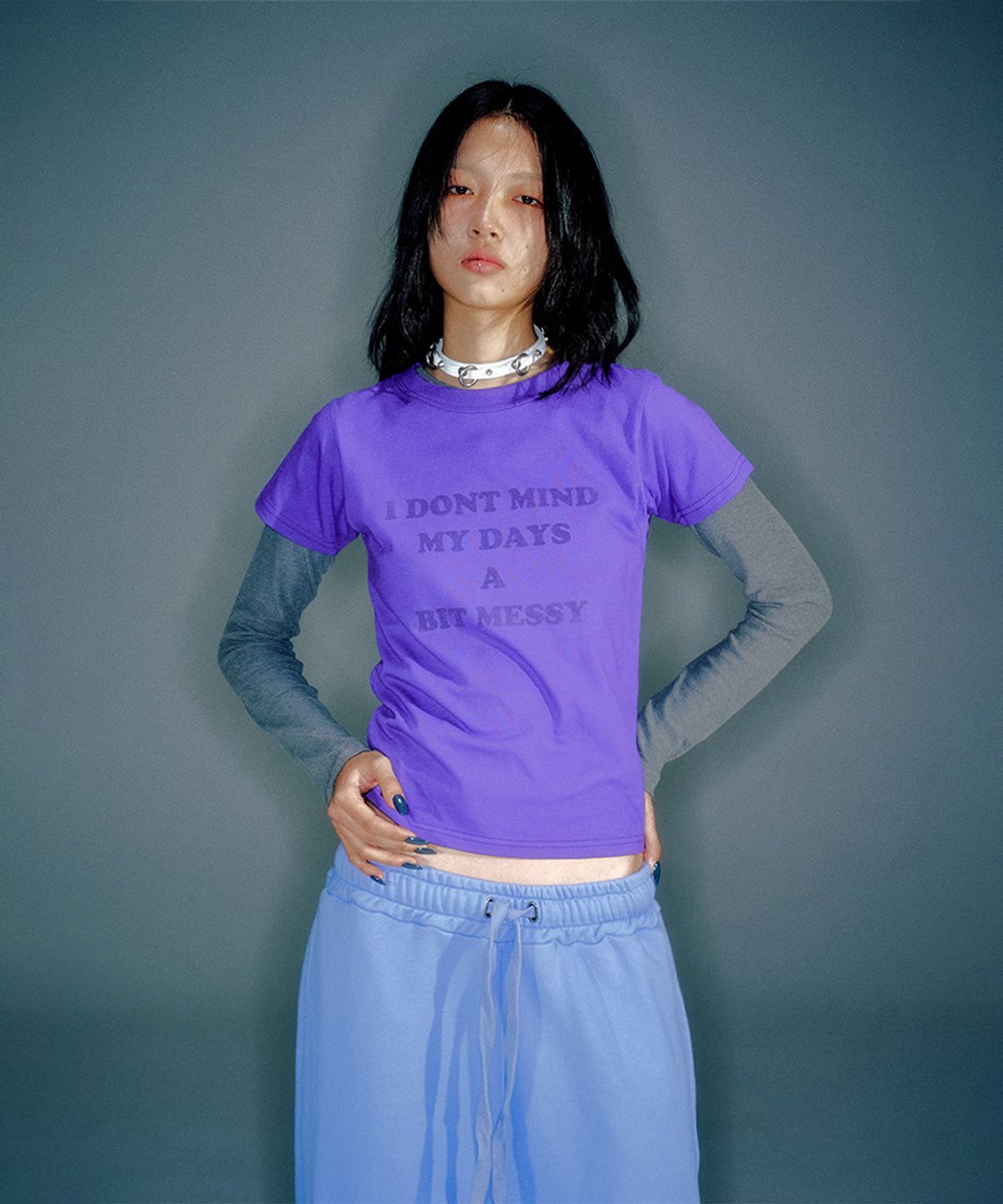 베이컨트 아카이브(VACANT ARCHIVE) WORKSHOP BABY-FIT SHORT-SLEEVE T-SHIRT PURPLE