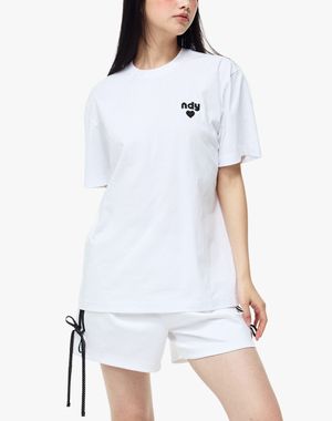 도트 하트 로고 반팔 티셔츠 화이트