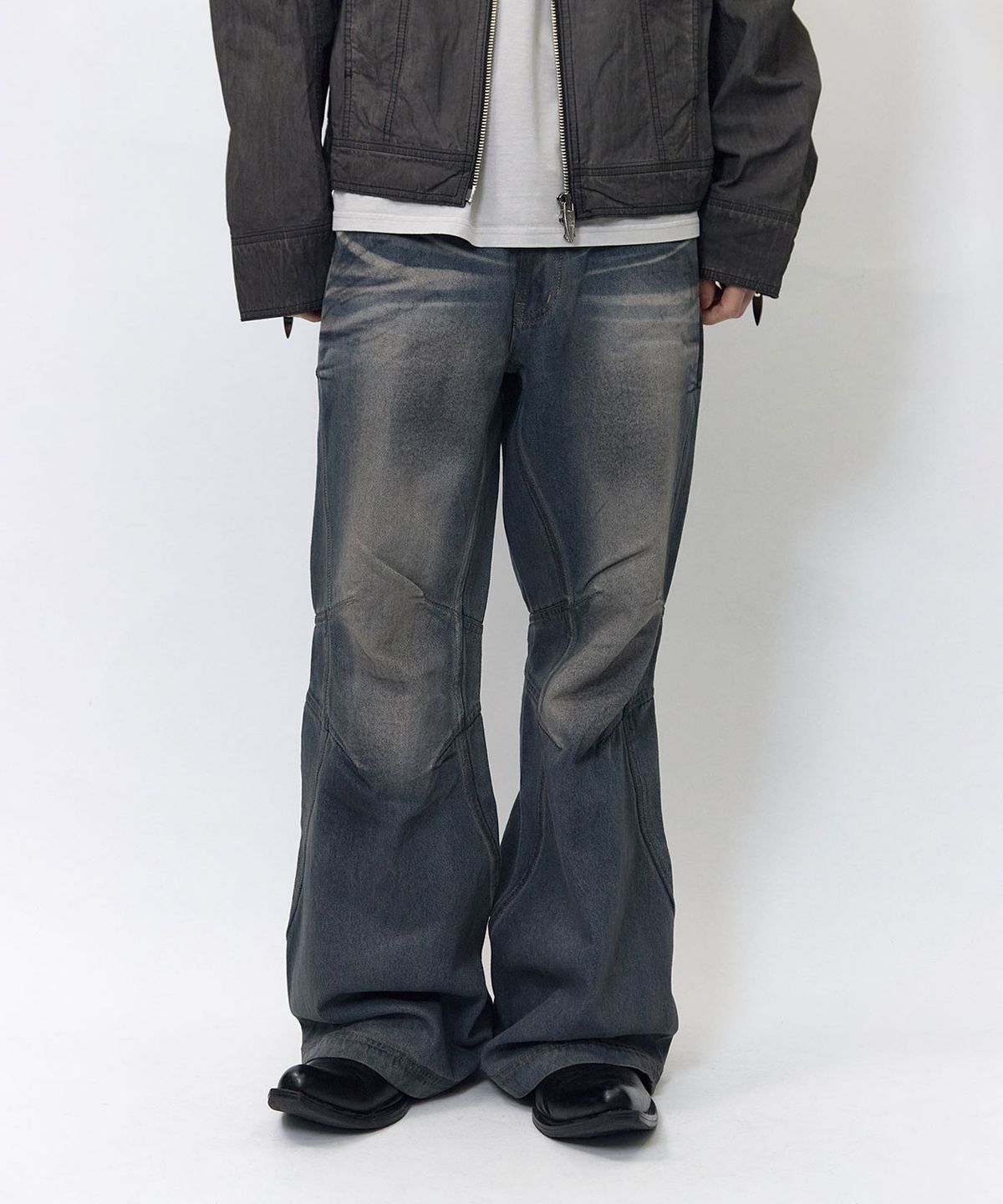 비엘알(BLR) Double Yoke Oil Washed Bootcut Denim Pants