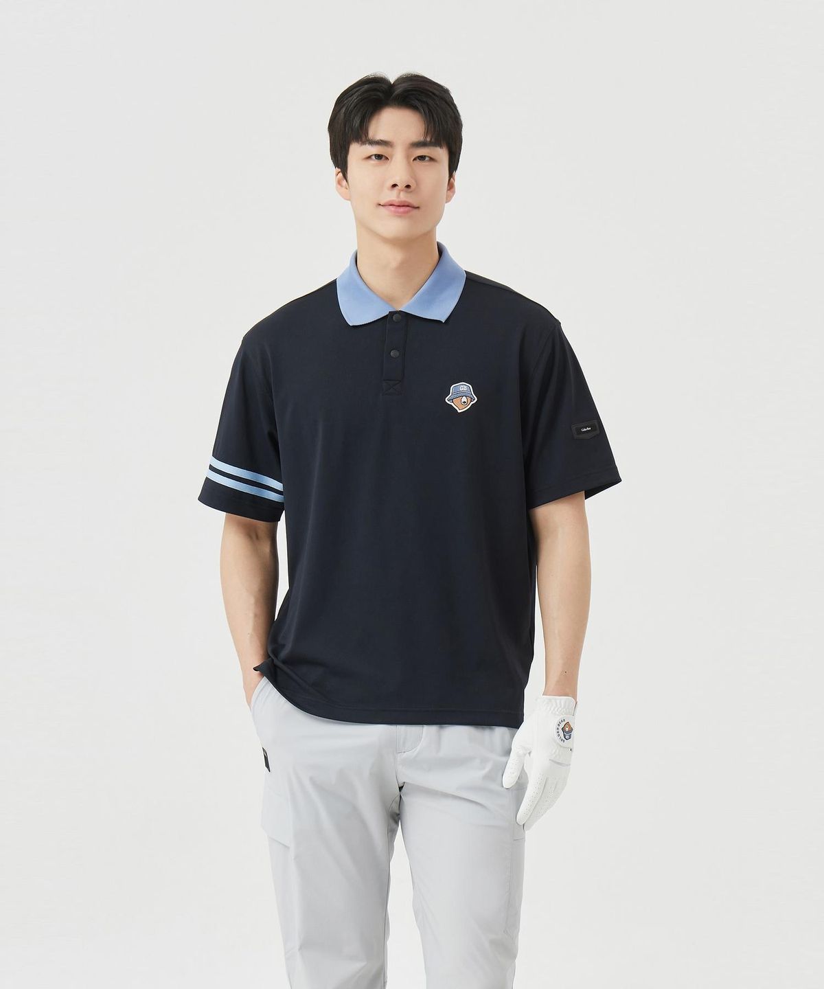 골든베어(GOLDEN BEAR) (M) Lightweight Pique Collar T-shirt G4TAM26331BKX