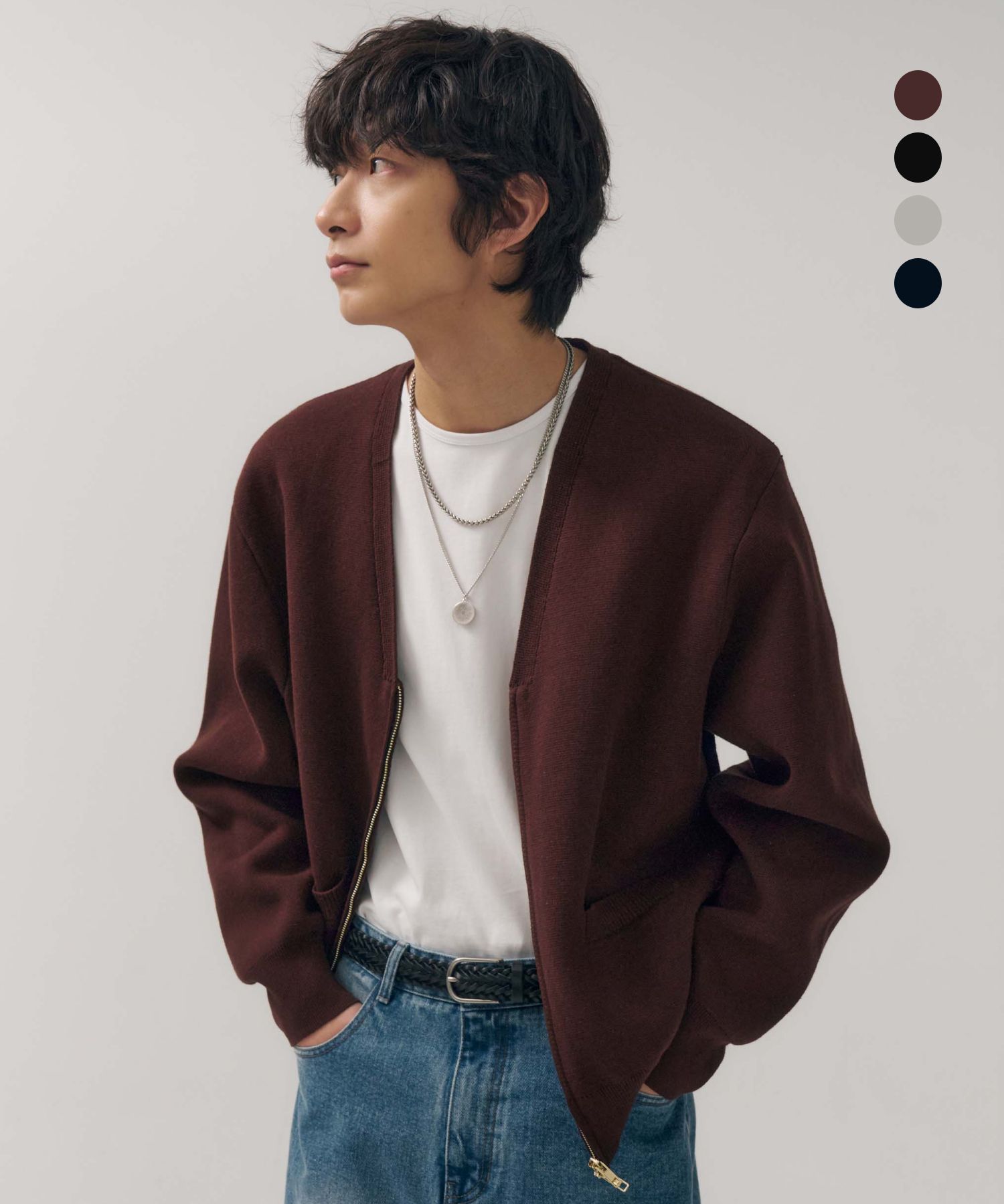 MUSINSA公式 | MINAV Vネックジップアップクロップジャケット [4COLOR]