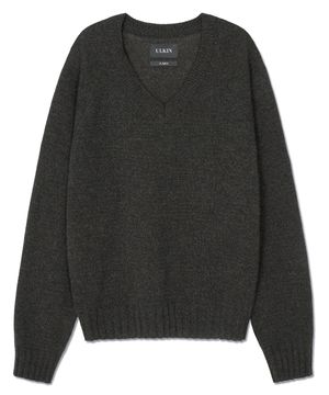 얼킨 브이넥 니트_차콜 멜란지