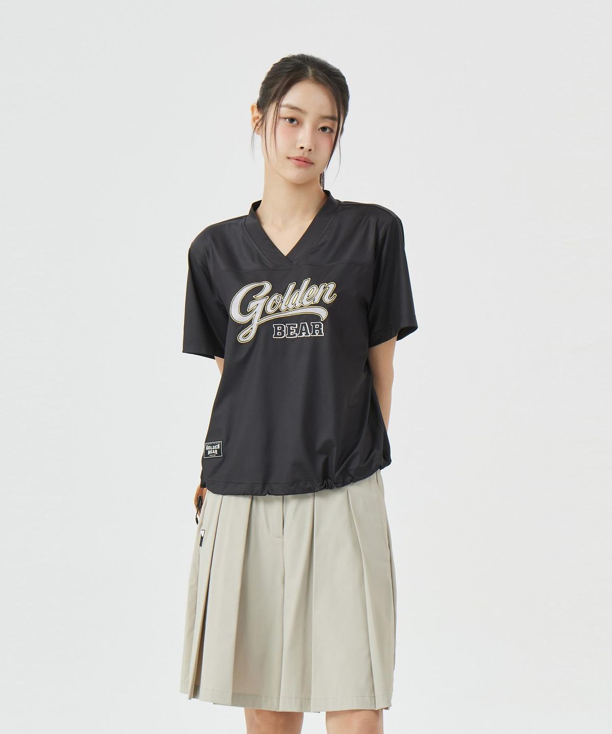 골든베어(GOLDEN BEAR) (W) Satin Short Shirt G5TAM26231BKX