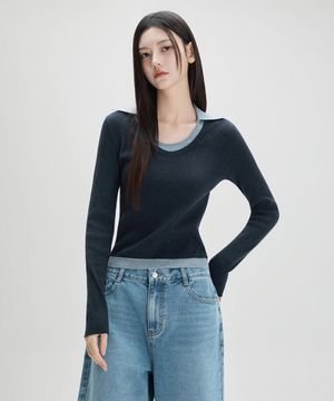 카라 레이어드 풀오버_MIWKAG426T