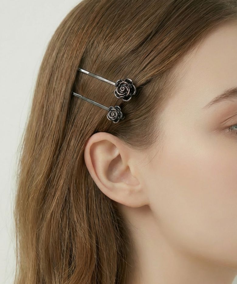 Dark Rose Silhouette Hair Pin