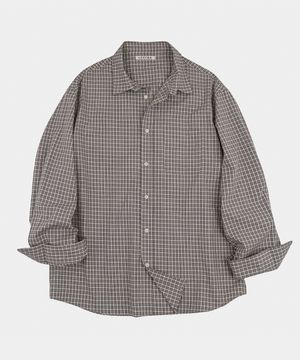 프리 무드 체크셔츠 샌드베이지