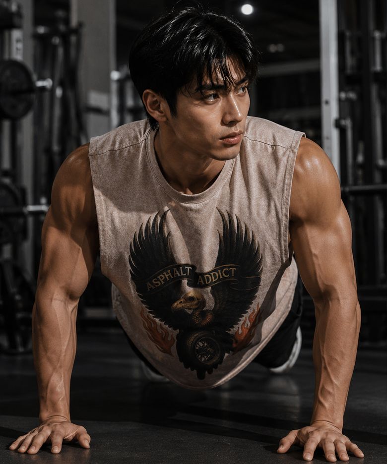 [테이스터 션 × 글랙] GTTAR005 아스팔트 빈티지 슬리브리스 (BEIGE)