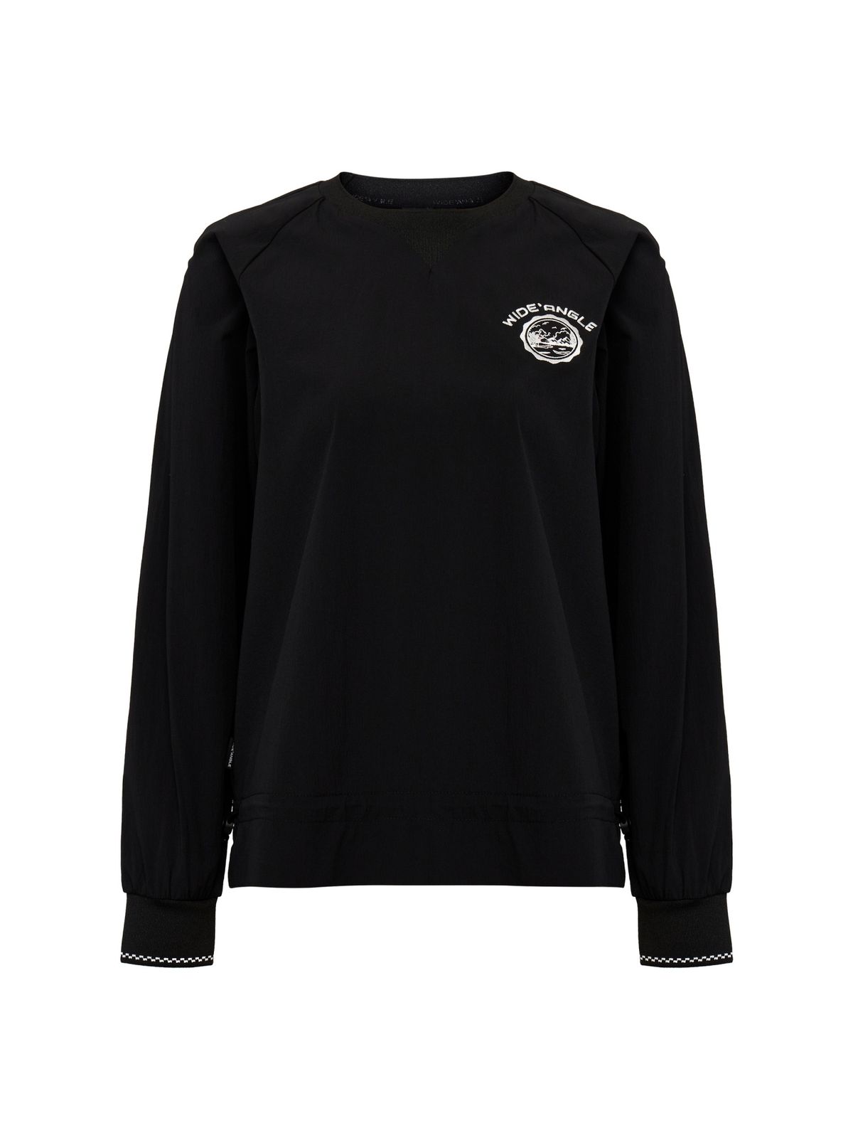 와이드앵글(WIDEANGLE) CO 스몰 아트웍 우븐 라운드넥 L_Black