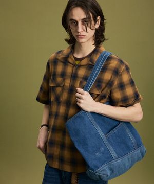 솔레인 데님 토트백 블루