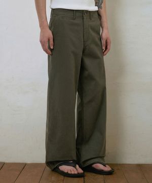 파인 워시드 스트레이트 치노 팬츠 (카키)