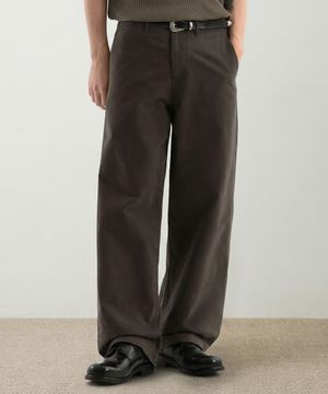 파인 워시드 스트레이트 치노 팬츠 (브라운)