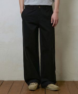 파인 워시드 스트레이트 치노 팬츠 (블랙)