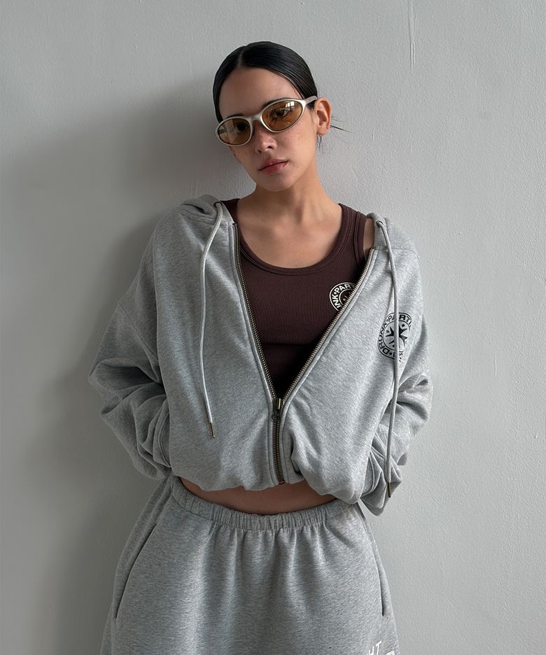 Circle Logo Zip Up Hoodie (GRAY)