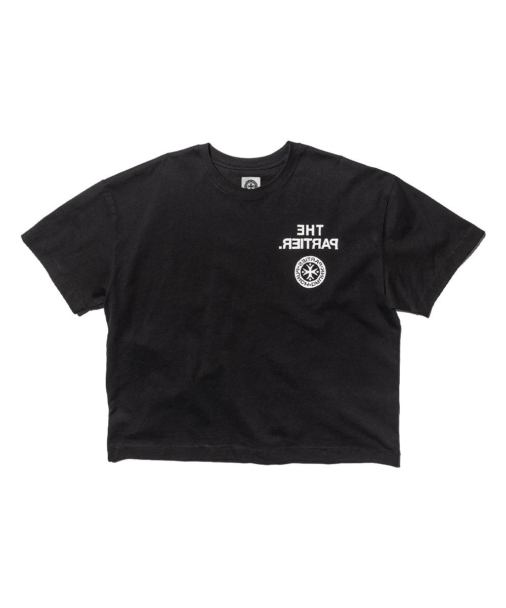 펀치드렁크파티즈(PUNCH DRUNK PARTIES) THE PARTIER Crop Tee (BLACK