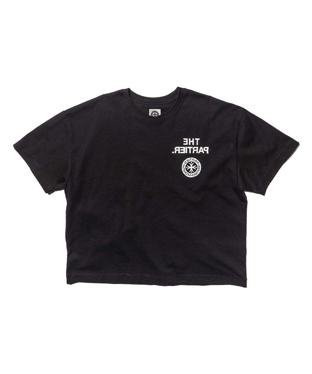 펀치드렁크파티즈(PUNCH DRUNK PARTIES) THE PARTIER Crop Tee (BLACK)