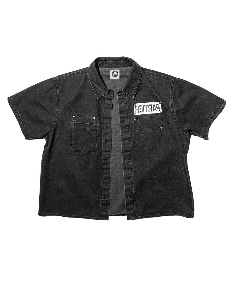 PARTIER Tagged Crop Shirt (BLEACHED BLACK)