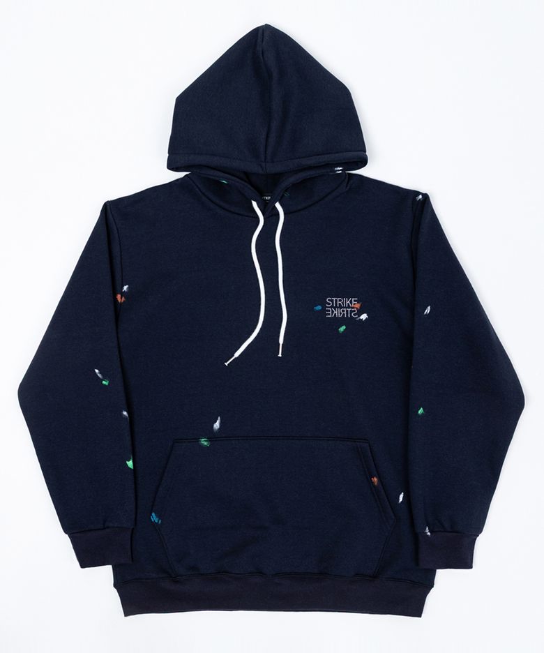 Artistic Stud & Paint Hooded Sweatshirt (NAVY)